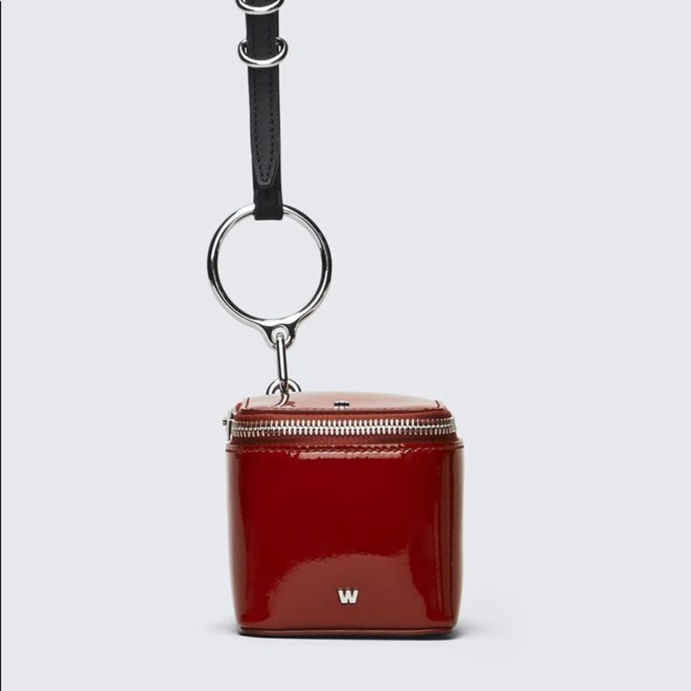 Alexander wang ace cube wristlet in red patent leather